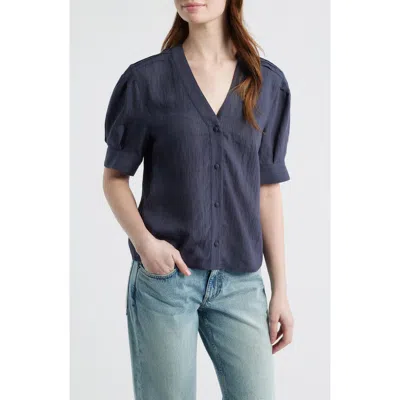 Rag & Bone Taylor Short Sleeve Woven Shirt In Blue