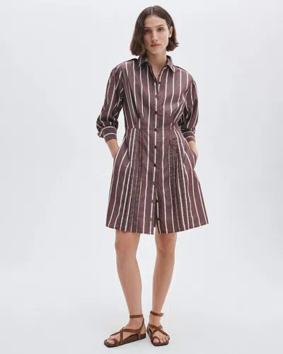 Rag & Bone Taylor Stripe Tie Waist Long Sleeve Shirtdress In Brown