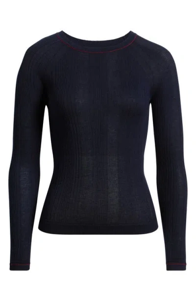 Rag & Bone Teresa Raglan Sleeve Rib Top In Blue