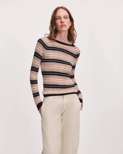 Rag & Bone Teresa Striped Silk Blend Sweater In Neutral