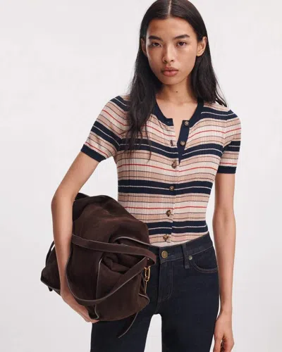 Rag & Bone Teresa Striped Short-sleeve Cardigan In Multi