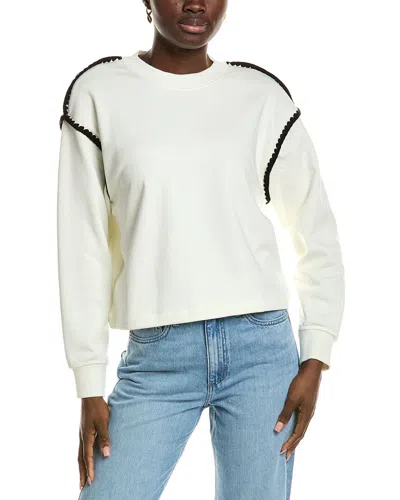 Rag & Bone Terry Blanket Stitch Sweatshirt In White