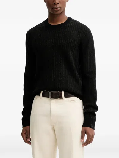 Rag & Bone Textured Crew-neck Sweater In Black