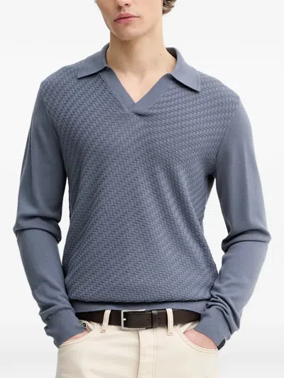 Rag & Bone Textured Polo Sweater In Blue