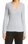 Rag & Bone The Bias Rib Knit Long Sleeve V-neck Top In Gray