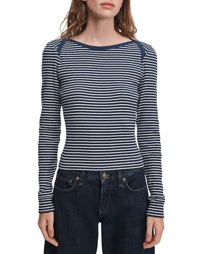 Rag & Bone The Essential Cotton Blend Rib Bateau Top In Animal Print
