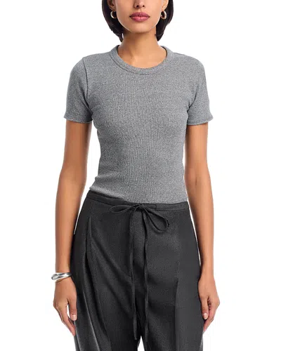 Rag & Bone The Essential Rib Crewneck Tee In Gray