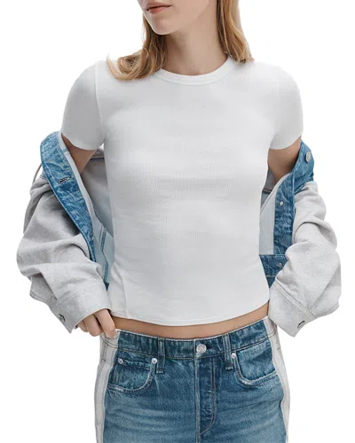 Rag & Bone The Essential Rib Crewneck Tee In White