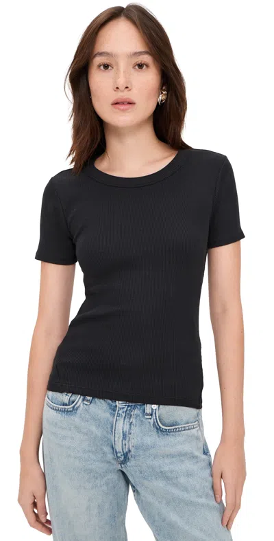 Rag & Bone The Essential Rib Short Sleeve Crew Tee Black