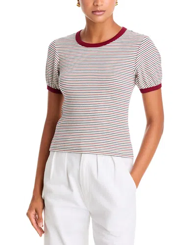 Rag & Bone The Essential Rib Striped Pima Cotton Stretch Tee In Multi
