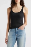 Rag & Bone The Essential Rib Wide String Tank Top In Black