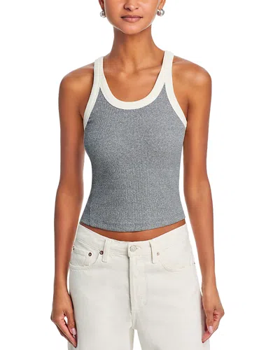 Rag & Bone The Essential Rib Contrast Wide String Tank Top Heather Grey In Gray