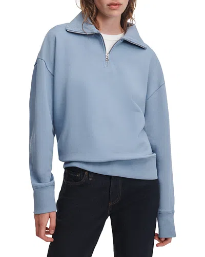 Rag & Bone The Everyday Terry Cotton Half Zip Sweatshirt In Blue