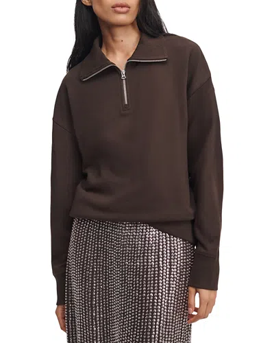 Rag & Bone The Everyday Terry Cotton Half Zip Sweatshirt In Brown