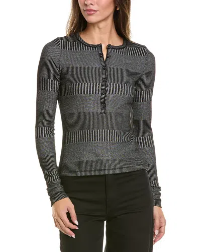 Rag & Bone The Knit 2-tone Rib Henley In Black