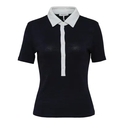 Rag & Bone The Knit Button Polo In Blue