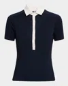 Rag & Bone The Knit Button Short Sleeve Polo Navy Multi In Blue