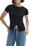 Rag & Bone The Knit Button T-shirt In Black