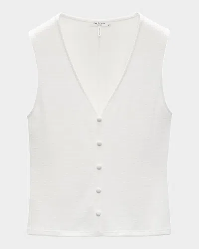 Rag & Bone The Knit Button-up Tank Top In Gray