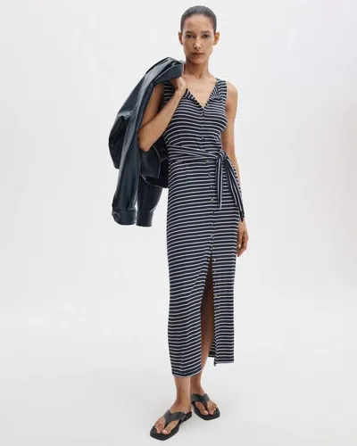 Rag & Bone The Knit Buttoned Striped Dress In Blue