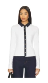 Rag & Bone Contrast Trim Rib Button-up Shirt In White