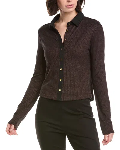 Rag & Bone The Knit Contrast Polo Sweater In Brown