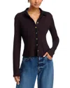 Rag & Bone Contrast Trim Rib Button-up Shirt In Brown
