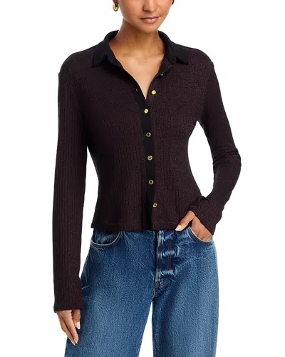 Rag & Bone The Knit Contrast Polo Top In Brown