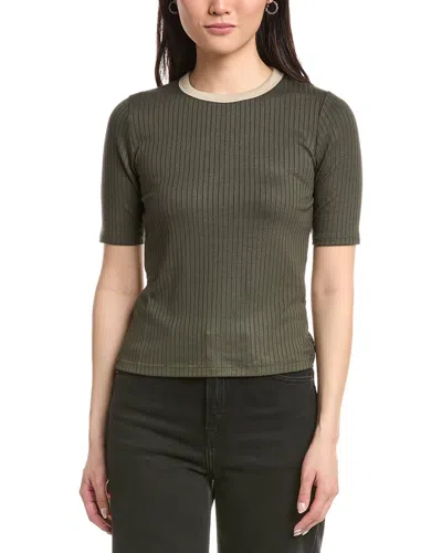 Rag & Bone The Knit Contrast Ringer T-shirt In Green