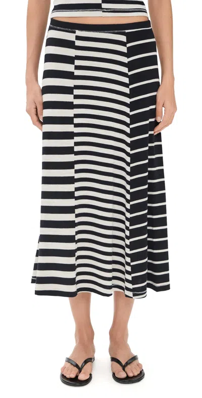 Rag & Bone The Knit Mixed Stripe Skirt Salmt
