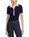 Rag & Bone The Knit Button Short Sleeve Polo Navy Multi In Blue