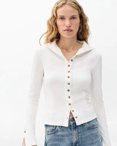Rag & Bone The Knit Ribbed Buttoned Cardigan In White