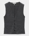 Rag & Bone The Knit Stripe Button-front Tank Top In Black