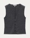 Rag & Bone The Knit Stripe Button Up Tank Navy Multi In Black