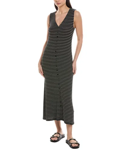 Rag & Bone The Knit Stripe Button Tank Maxi Dress In Black