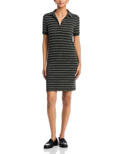 Rag & Bone The Knit Stripe Polo Mini Dress In Black