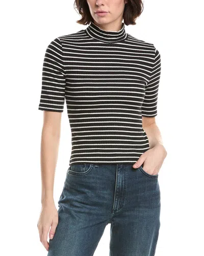 Rag & Bone The Knit Stripe Rib Turtleneck Tee In Black Multi