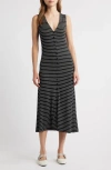 Rag & Bone The Knit Stripe Sleeveless A-line Dress In Black