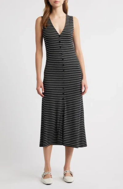 Rag & Bone The Knit Stripe Sleeveless A-line Dress In Black