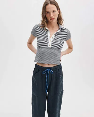 Rag & Bone The Knit Button Stripe Tee In Pattern