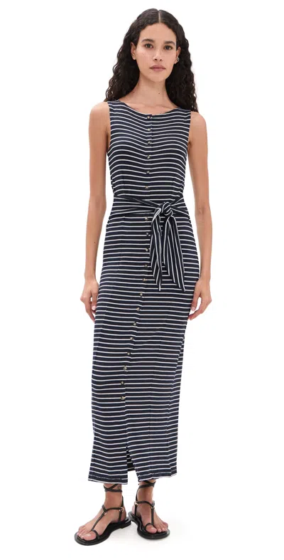 Rag & Bone The Knit Tie Stripe Dress Salmt In Blue
