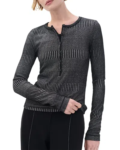 Rag & Bone The Knit Two Tone Henley Tee In Multi