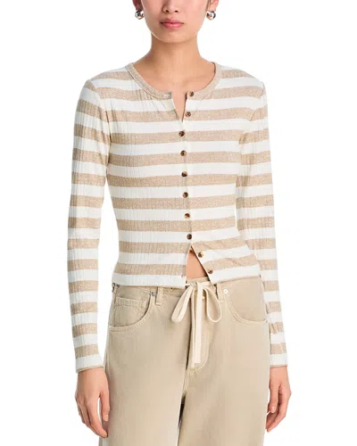 Rag & Bone The Knit Wide Rib Stripe Cardigan In White