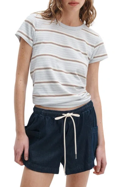 Rag & Bone The Slub Stripe Cotton T-shirt In Gray