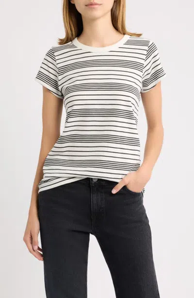 Rag & Bone The Slub Stripe Cotton T-shirt In Gray