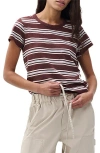 Rag & Bone Slub Striped T-shirt In Animal Print