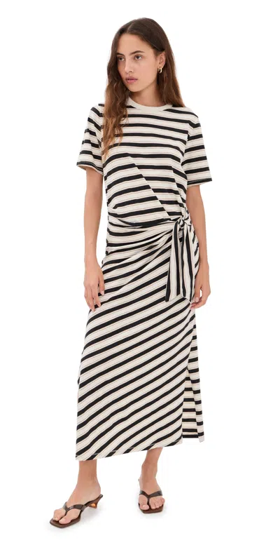 Rag & Bone The Slub Stripe Tee Midi Dress Cream Multi In White