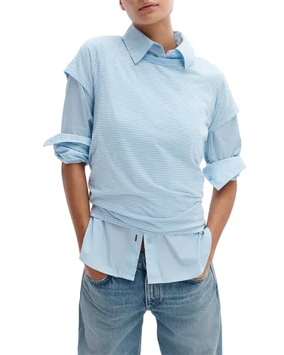 Rag & Bone The Slub Striped Tee In Blue