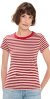 Rag & Bone The Slub Striped Tee Rdbgm In Red