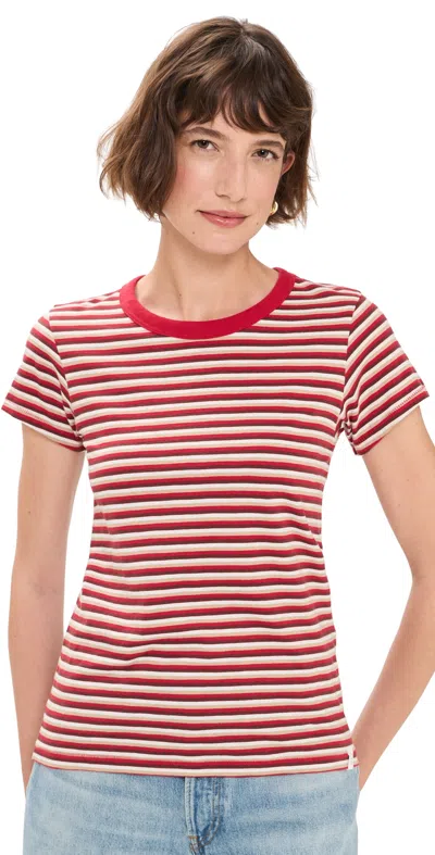 Rag & Bone The Slub Striped Tee Rdbgm In Red